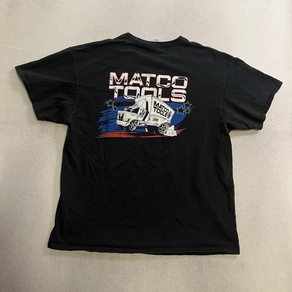 Vintage Matco Tools T-Shirt Mens Size XL Black TruckLogo Double Sided Cotton Y2K